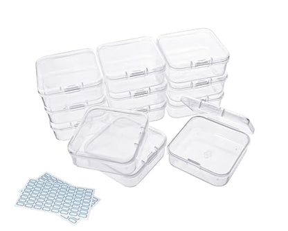 DUOFIRE Bead Organizer 12 Pack Clear Small Plastic Containers 2.1x2.1x0.8in - size: 2.1x2.1x0.8 Inches(12 packs)