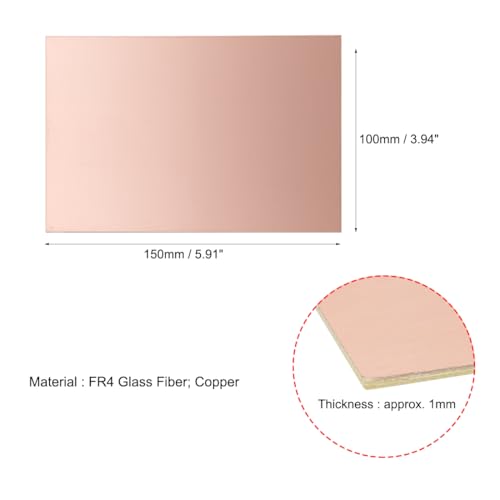 uxcell 5pcs 150x100mm Double Sided Copper Clad Laminate PCB Circuit Board FR4 1mm Thickness DIY Prototyping PCB Board - size: 150mmx100mmx1mm