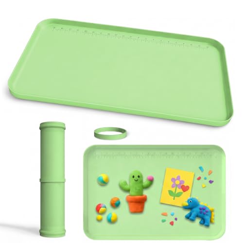 Silicone Mats for Crafts, 12" x 19" Waterproof Non-Slip Playdoh Mat - color: Green, size: 19"x12"