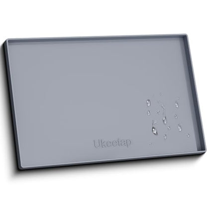 19" x 28" Extra Thick Silicone Mat Waterproof with Raised Edge, Gray - color: Gray, size: 19"L x 28"W