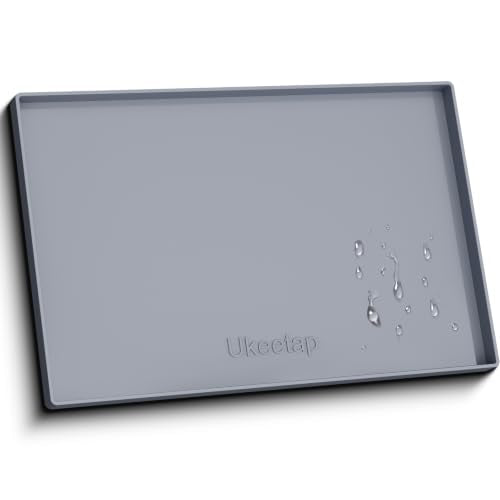 19" x 34" Extra Thick Silicone Mat Waterproof with Raised Edge, Gray - color: Gray, size: 19"L x 34"W