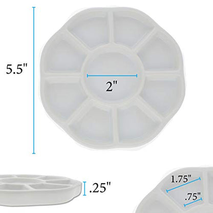 The Beadsmith Ceramic Mixing Palette, Sunflower Design Paint Holder, Arts & Crafts Accessories Organizer, 5.5" x 5.5" x .5", 9 Compartments (4 Palettes) - size: 5.5"