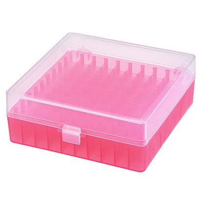 uxcell Centrifuge Tube Freezer Storage Box 100 Places Waterproof Polypropylene Lockable Cryogenic Holder Rack for 1.5/1.8/2ml Microcentrifuge Tubes Vials Samples, Red - color: Red