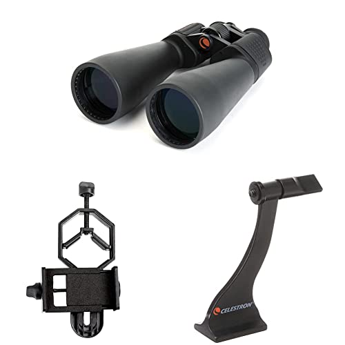 Celestron – SkyMaster 25X70 Binocular & Smartphone Photography Adapter & 93524 Roof and Porro Binocular Tripod Adapter, Black