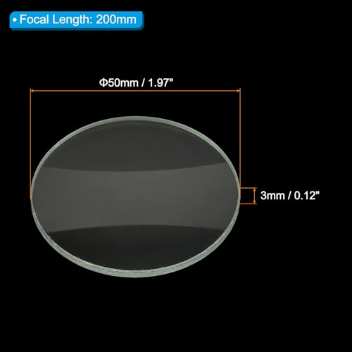PATIKIL Convex Lens, 200mm Focal Length 50mm (1.97") Diameter Round Glass Magnifying Telescope Lens Trial Set Ground Edge for Lab Physics Class Optics, 4 Pcs - size: 200mm FL, 50mm Dia.