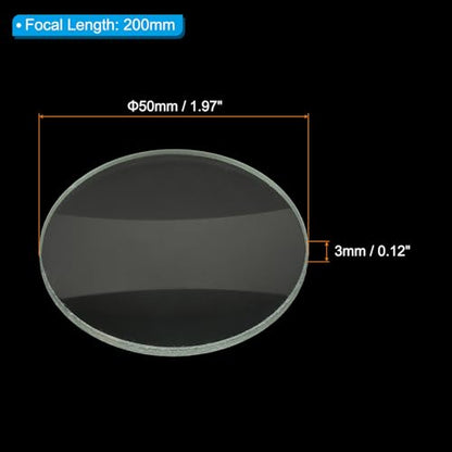 PATIKIL Convex Lens, 200mm Focal Length 50mm (1.97") Diameter Round Glass Magnifying Telescope Lens Trial Set Ground Edge for Lab Physics Class Optics, 4 Pcs - size: 200mm FL, 50mm Dia.
