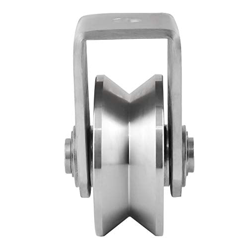 Pulley Block V Type 304 Stainless Steel Pulley Roller Duplex Bearing Super-Silent Detachable 360 Degree Rotation Heavy Duty Grooved Wheel 1-Pack - size: V Type Slot Pulleys 3.228in