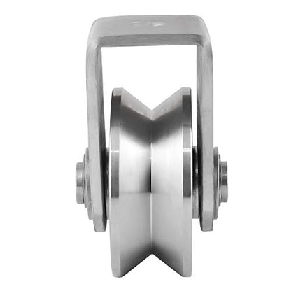 Pulley Block V Type 304 Stainless Steel Pulley Roller Duplex Bearing Super-Silent Detachable 360 Degree Rotation Heavy Duty Grooved Wheel 1-Pack - size: V Type Slot Pulleys 3.228in
