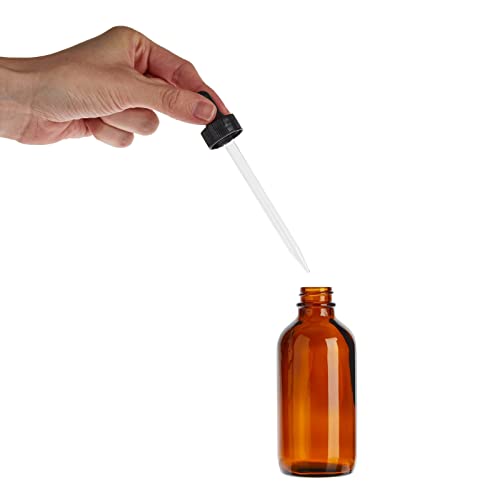 Juvale Amber Glass UV-Protected Amber Dark Glass Bottles with Droppers for Essential Oils & Travel Liquids - 4 Oz, 15-Pack, Apothecary Style - Leak-Proof Dropper Bottle Set with 6 Funnels