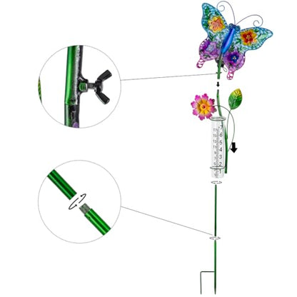 Butterfly Rain Gauge Outdoor Sloar Light for Garden Yard Decor