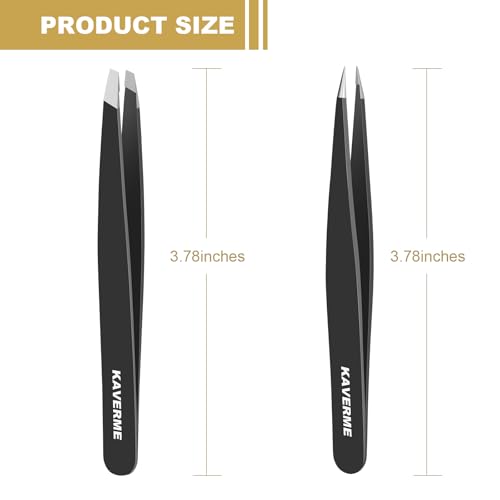 2Pcs Eyebrows Tweezers Set, Upgrade Professional Precision Tips, Black - color: Black