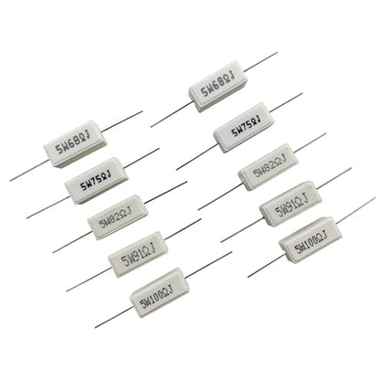 30 Values 5W Ceramic Cement Resistor Kit 0.01 Ohm - 100 Ohm - size: 0.01Ω-100Ω 60 PCS