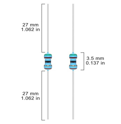 1/8W Metal Film Resistor Kit from 1 Ohm to 6.8M Ohm 48Values 1/8 Watt 1% Resistors Assortment - style: 1/8W