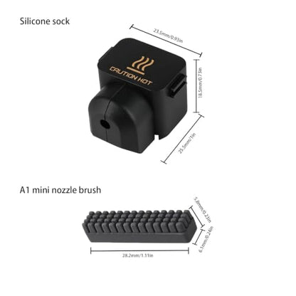 Hotend Care Kit:10Pcs Silicone Sock & 3Pcs Brush for Bambu Lab A1 mini - size: For A1 Mini