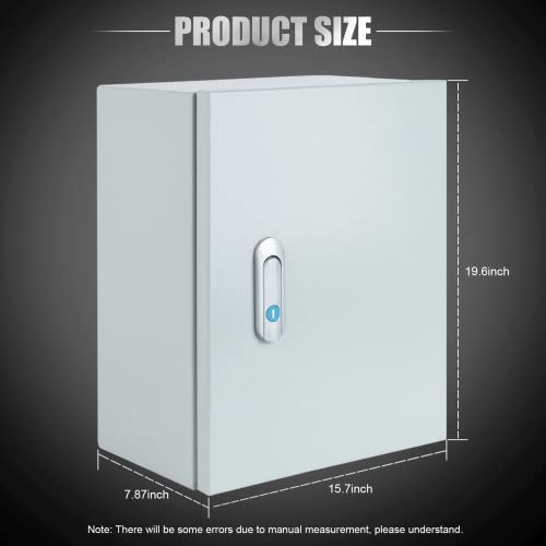 Steel Electrical Junction Box, Indoor&Outdoor Electrical Enclosure Box, Wall Mounted Waterproof&Dustproof Metal Box, Universal Electric Equipment Enclosure Box with Safety Locks and Mounting Plates - size: 20"×16"×8"