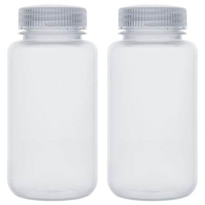 Labasics 2-Pack Wide Mouth Reagent Bottles, Polypropylene, Acid and Base Resistant, Leakproof Cap for Solvent Storage in Laboratory, 250 ml - size: 250 ml