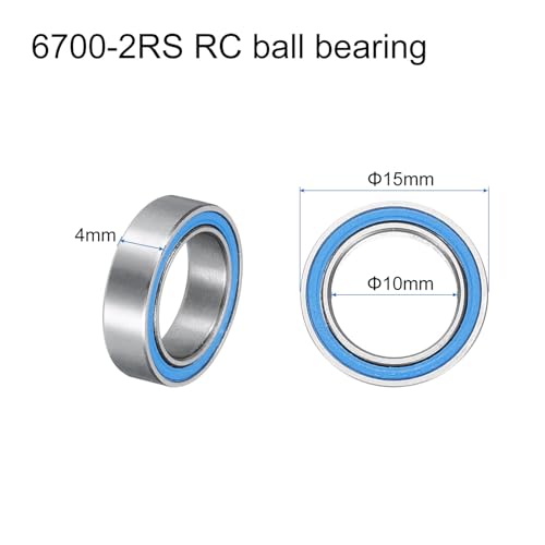 uxcell 20pcs 6700-2RS Miniature Bearings 10x15x4mm, Double Sealed, Blue - color: Blue, size: 6700-2RS