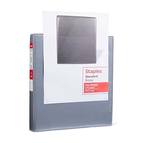 Staples Standard 1" 3-Ring View Binder, Gray - color: Gray, size: 1-Inch, style: 1 Pack