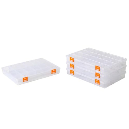 4 Pack Fixed 21 Grids Clear Plastic Storage Box - size: M