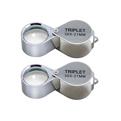 30X Jewelers Loupe Magnifier 2 Pcs Foldable Pocket Magnifying Glass - size: 2pcs