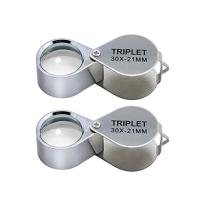 30X Jewelers Loupe Magnifier 2 Pcs Foldable Pocket Magnifying Glass - size: 2pcs