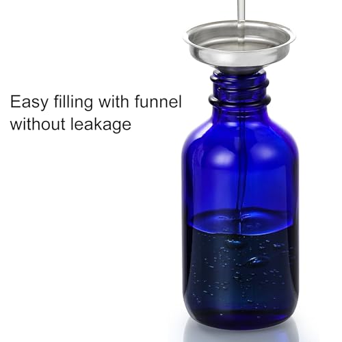 AOZITA 4 Pack, 2 oz Dropper Bottles with 1 Funnel & 4 Labels - 60ml Thick Dark Blue Glass Tincture Bottles with Eye Droppers - Leakproof Essential Oils Bottle for Health, Personal Care & Beauty - color: Blue with Eye Droppers
