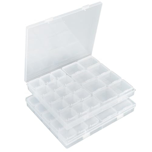 Segbeauty Bead Organizer, 23 Grid Clear Organizing Containers with Lids, 2 Packs Plastic Storage Box Craft Organizers and Storage Portable Jewelry Beading Small Parts Organizer Seed Holder Container - size: 23 Count (Pack of 2)
