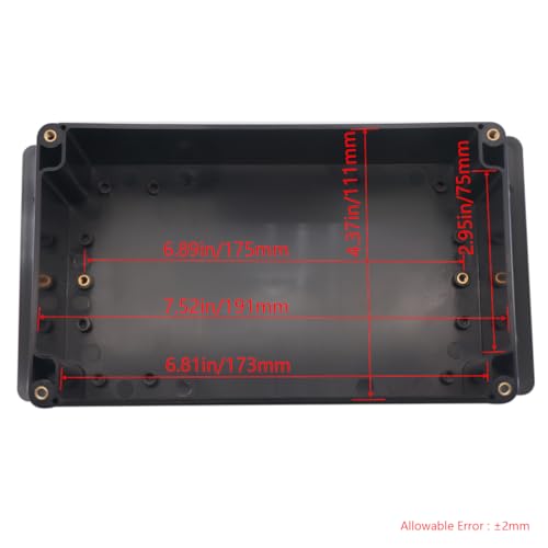 Project Box IP65 Waterproof Junction Box ABS Plastic Electrical Boxes DIY Electronic Project Case Power Enclosure with Fixed Ear 7.87x4.72x4.45 inch (200 x 120 x113 mm) - color: Black, size: 7.87"x4.72"x4.45"