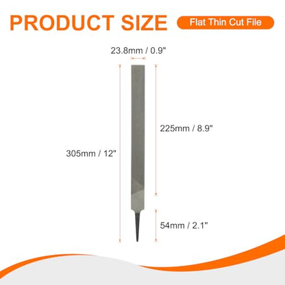 HARFINGTON Flat Thin Cut File 10" Double Cut Teeth High Carbon Steel Hand Rasp File without Handle for Metal Wood Deburring Removing - size: 10", style: Thin