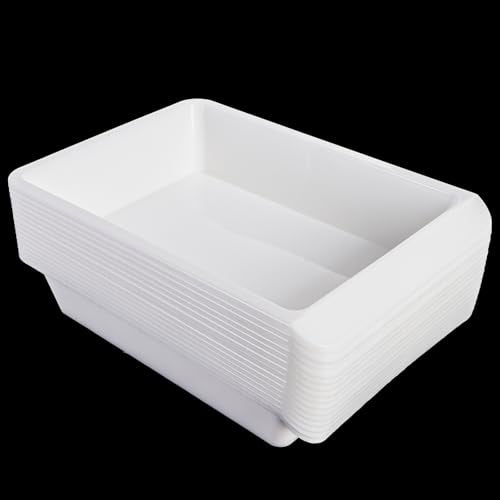 Yopay 15 Pack Plastic Art Tray for Classroom, White Craft Trays for Kids, Paper Organizer Bins, Activity Organizer Serving Tray for DIY Projects, Painting, Beads, Slime Sensory Toys