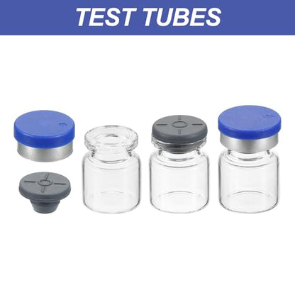 PATIKIL 4ml Sample Vials, 100 Pack Lab Empty Vials with Butyl Rubber Stopper Crimp Top Caps and Labels Borosilicate Glass Vial, Clear - color: Clear, size: 4ml