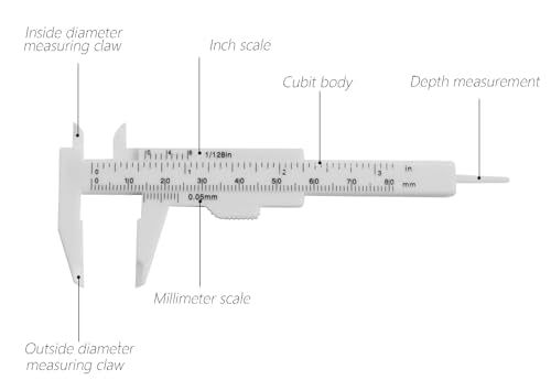 3Pcs Mini Plastic Vernier Caliper 80mm, Double Scale Measuring Tool