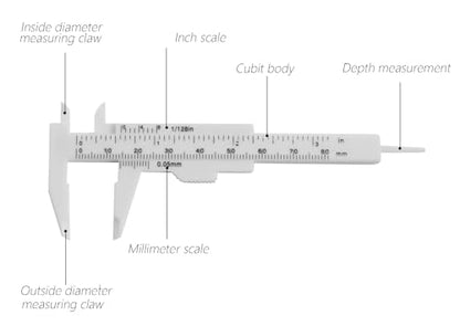 3Pcs Mini Plastic Vernier Caliper 80mm, Double Scale Measuring Tool