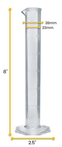 Graduated Cylinder, 50mL - Class A Tolerance - Octagonal Base - TPX Plastic - Industrial Quality, Autoclavable - Eisco Labs - size: 50mL