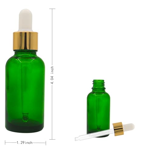 Green Glass Dropper Bottle 1oz, Tincture Bottles with Glass Dropper, for Essential Oils, Aromatherapy, Cosmetic, Laboratory, Pharmacy, Liquids,Stronger Suction ideal for Leakproof Travel - color: Green, size: 1 Ounces