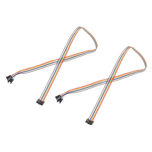 MECCANIXITY 2 Pcs IDC Rainbow Wire Flat Ribbon Cable FC-Female to 10P 19.6 Inch Length 2.54mm Pitch Breadboard Jumper Wires for Electronic Projects - size: 19.6 Inch, style: 10 Pin