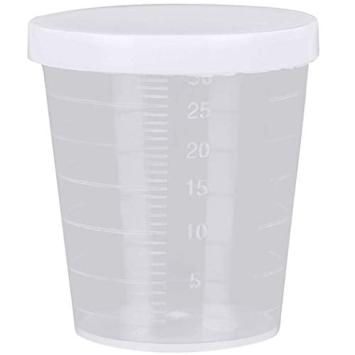 20PCS Plastic Medicine Cups with Lids, 30ML Clear Reusable Graduated Cups Transparent Scale Measuring Cups, Measure Container for Mixed Pills, Liquid Medication (Pack of 2) - size: 30ml/1oz (Pack of 2)