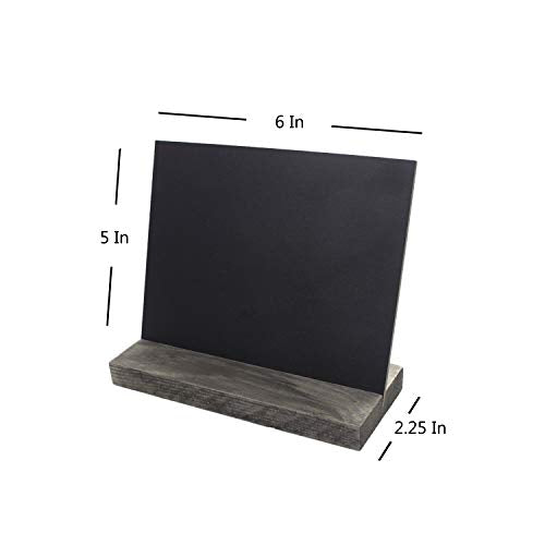 5 X 6 Inch Mini Tabletop Chalkboard Signs with Rustic Style Wood Base Stands, Set of 4，Include 3 chalks