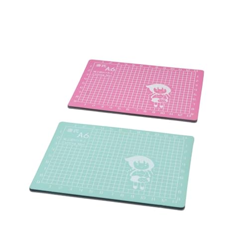 Pokinge 2Pcs A6 Self Healing Cutting Mat Non-Slip PVC Gridded Cutting Pad DIY Engraving Board Precision Project Scrapbooking Mat For Sewing Crafts