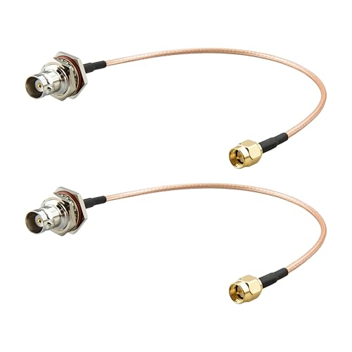 BOOBEIE 2-Pack SMA to BNC Bulkhead Cable 7.87inch RG316 SMA Male to BNC Female with Hex Nut Pigtail 50Ohm Low Loss for Ham Radio Antenna Scanner WiFi Router - size: SMA to BNC Bulkhead RG316 Cable 0.65ft