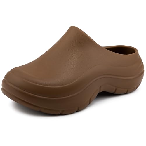 NITTI Women's Garden Clogs, Platform Slip-On Shoes with Arch Support - color: Light Brown, size: 9
