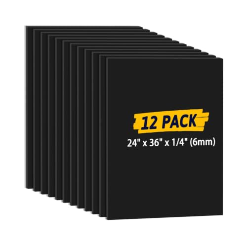 AKONEGE 12 Pack Black Foam Board 24" x 36" x 0.23" (6mm) for Art Craft - color: Black, size: 12PCS