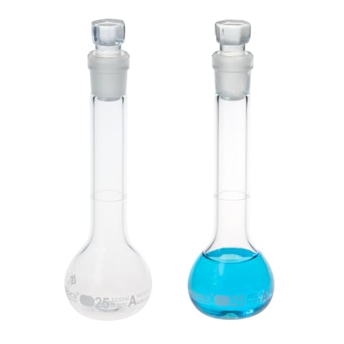 2PCS 25ML Volumetric Flask, Class A, Glass Stopper for Laboratory - color: Clear Glass, size: 25ML