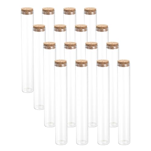 PATIKIL 110ml Glass Test Tubes with Caps Cork Stopper, 16 Pcs, 30x200MM - size: 110ml