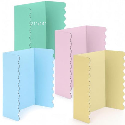 Mooliwe 21" X 14" 4 Pack Scalloped Trifold Poster Board, Macaron - color: Macaron, size: 21" X 14"