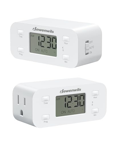 DEWENWILS Indoor 24 Hour Programmable Digital Timer Outlet, 1 Outlet,2 Pack - style: White-2PK