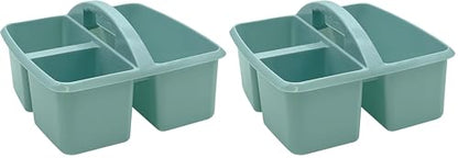 Teacher Created Resources Plastic Storage Caddy, Calming Blue (Pack of 2) - size: 9"L x 9-1/4"W x 5-1/4"H (Pack of 2)