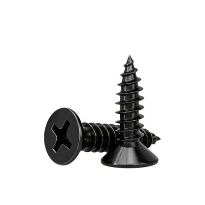 #4 Flat Head Phillips Wood Screws 150Pcs, Carbon Steel, 3/8" - color: Black, size: #4 x 3/8''-150pcs
