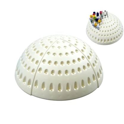 180 Holes Plastic Semi-Circular Dental Bur Holder, High/Low-Speed Drill Bits Disinfection Drill Box, Organizing Nail Drill Bits Dentistry Lab Tools(Without Tools) (White) - color: White