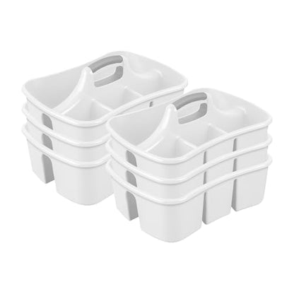 Sterilite Divided Ultra Caddy Storage Organizer for Bathroom, White, 4-Pack - size: 6 Pack
